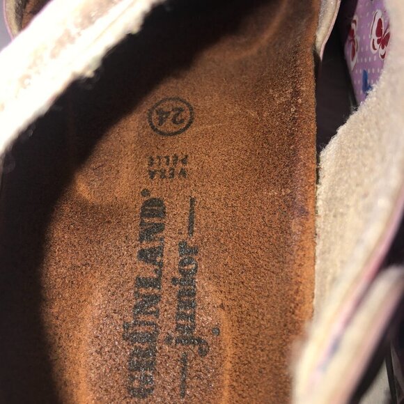 GRUNLAND JUNIOR Sandals Girls Size 7.5US/EU24 Pink Tan Butterfly Print - Picture 6 of 11